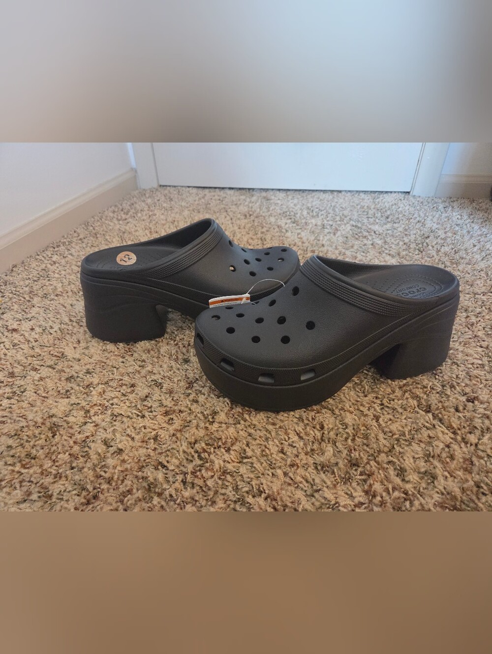 Crocs Black Platform High Heel Clogs Womens Size 12 Pure Black NWT